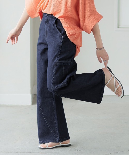 HUG.U(ハグユー)の「最強シルエット ストレッチデニムパンツ(デニムパンツ・レディース・ブルー系/ネイビー系/ワンウォッシュ・L/M/S/LL)」の20枚目の写真
