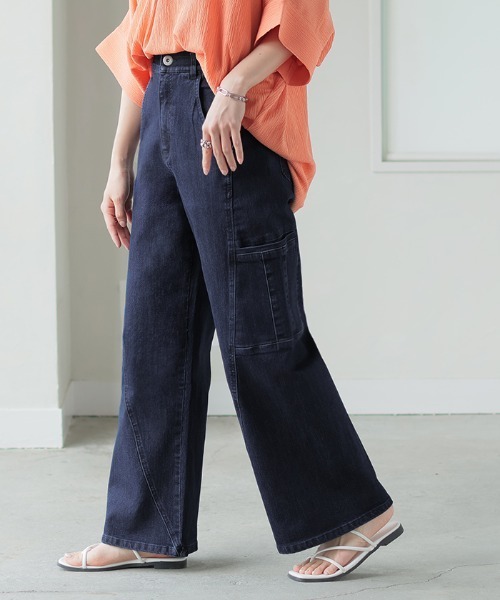 HUG.U(ハグユー)の「最強シルエット ストレッチデニムパンツ(デニムパンツ・レディース・ブルー系/ネイビー系/ワンウォッシュ・L/M/S/LL)」の21枚目の写真