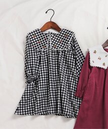 apres les cours（アプレレクール）の「いちご襟刺繍チェック・コーデュロイワンピース（ワンピース・キッズ）」