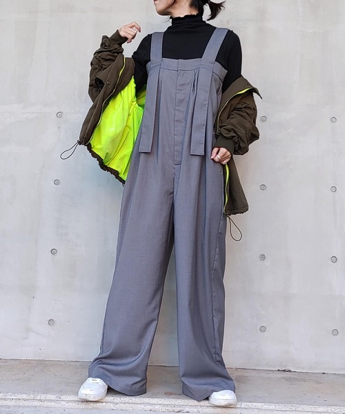 Q（キュー）の「ワイドベルトサロペット（サロペット/オーバーオール・レディース・ブルー系/グレー・MEDIUM）」の10枚目の写真