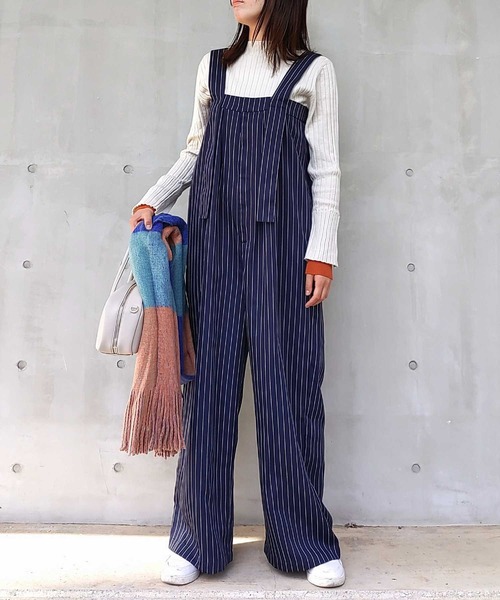 Q（キュー）の「ワイドベルトサロペット（サロペット/オーバーオール・レディース・ブルー系/グレー・MEDIUM）」の17枚目の写真