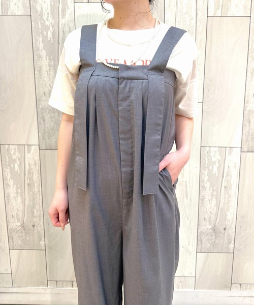 Q（キュー）の「ワイドベルトサロペット（サロペット/オーバーオール・レディース・ブルー系/グレー・MEDIUM）」の19枚目の写真