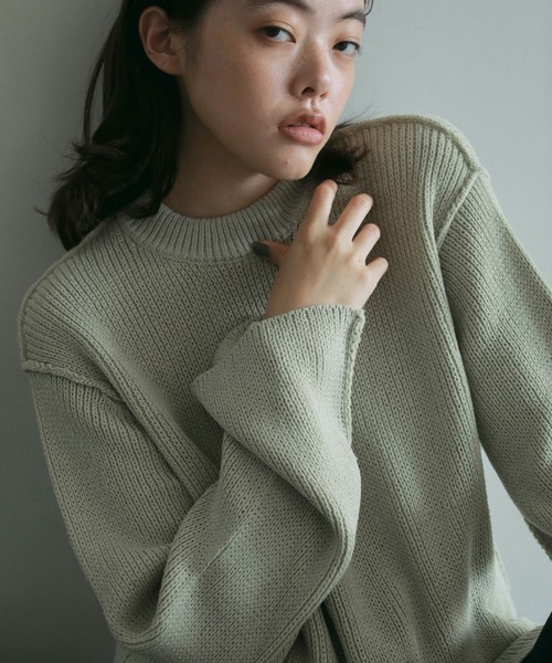 anuke(アンヌーク)の「Crewneck Lowgauge Knit(ニット/セーター・レディース・ミント/ベージュ/アイボリー・FREE)」の3枚目の写真
