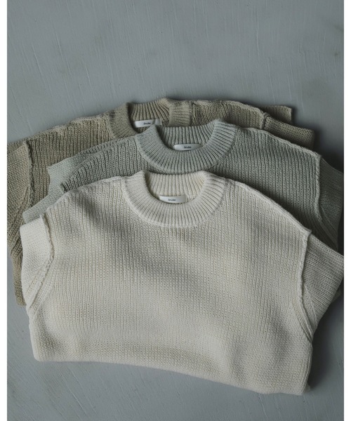 アンヌーク　Lowgauge Short Knit ベージュ ànuke online store（アンヌーク） / Lowgauge Short