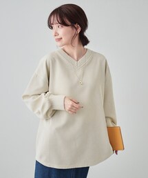 Cutie Blonde | 【S-LL/体型カバー】異素材コーデュロイトップス(Tシャツ/カットソー)