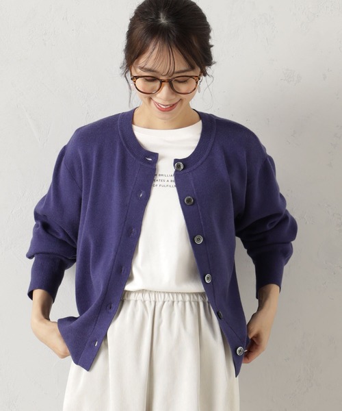 FOUND GOOD（ファウンドグッド）の「COZYクルーニットカーデ（カーディガン/ボレロ・レディース・ブルー系5/ブラウン系3/レッド系5/アイボリー/ブラック/グレー系5・L/S/M）」の5枚目の写真