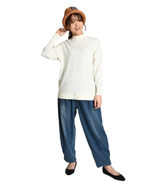 MARAI(マーライ)の「ハイネックニットプルオーバー 長袖 無地(ニット/セーター・レディース・グレー/ブラック/ネイビー/イエロー/レッド/ホワイト・FREE)」の8枚目の写真
