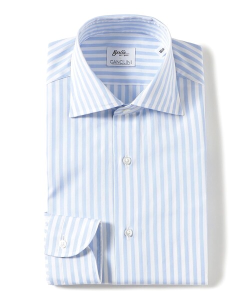 BRILLA per il gusto（ブリッラペルイルグースト）の「コットン ロンドンストライプ ワイドカラーシャツ（シャツ/ブラウス・メンズ・サックスブルー/ブルー・15 /14.5/15.75/16/15.5/16.5/17）」の3枚目の写真