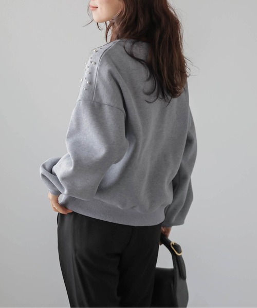 SUGAR BISKET(シュガービスケット)の「裏起毛 ランダムパール スウェット(スウェット・レディース・グレー/ブラック・フリー)」の8枚目の写真