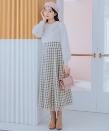 フリンジチェック柄スカート