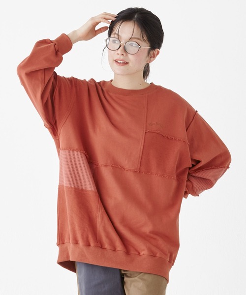 KRIFF MAYER Lady's Collection（クリフメイヤーレディースコレクション）の「裏毛切り替えゆるチュニック（スウェット・レディース・ネイビー/レンガ/サックスブルー/グレー・MEDIUM/LARGE）」の5枚目の写真