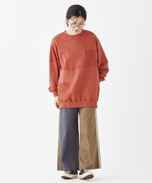 KRIFF MAYER Lady's Collection（クリフメイヤーレディースコレクション）の「裏毛切り替えゆるチュニック（スウェット・レディース・ネイビー/レンガ/サックスブルー/グレー・MEDIUM/LARGE）」の6枚目の写真
