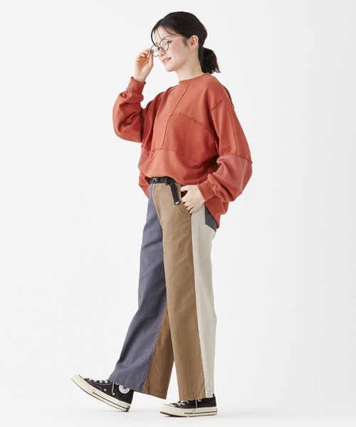 KRIFF MAYER Lady's Collection（クリフメイヤーレディースコレクション）の「裏毛切り替えゆるチュニック（スウェット・レディース・ネイビー/レンガ/サックスブルー/グレー・MEDIUM/LARGE）」の8枚目の写真