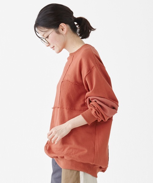 KRIFF MAYER Lady's Collection（クリフメイヤーレディースコレクション）の「裏毛切り替えゆるチュニック（スウェット・レディース・ネイビー/レンガ/サックスブルー/グレー・MEDIUM/LARGE）」の10枚目の写真