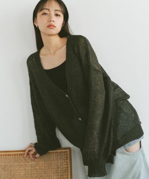 VANNIE U(ヴァニーユー)の「シアーオーバールーズニットカーディガン(ニット/セーター・レディース・アイボリー/ライトブルー/チャコールグレー・FREE)」の1枚目の写真