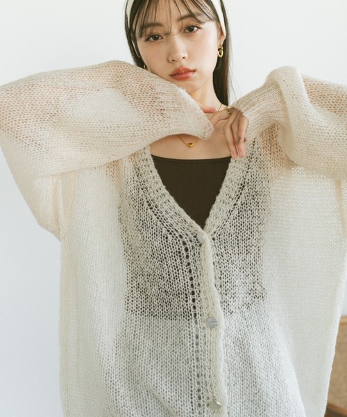 VANNIE U(ヴァニーユー)の「シアーオーバールーズニットカーディガン(ニット/セーター・レディース・アイボリー/ライトブルー/チャコールグレー・FREE)」の11枚目の写真