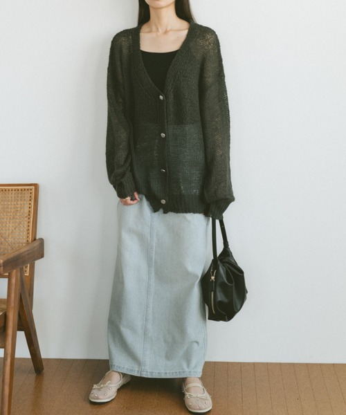 VANNIE U(ヴァニーユー)の「シアーオーバールーズニットカーディガン(ニット/セーター・レディース・アイボリー/ライトブルー/チャコールグレー・FREE)」の9枚目の写真