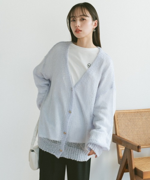 VANNIE U(ヴァニーユー)の「シアーオーバールーズニットカーディガン(ニット/セーター・レディース・アイボリー/ライトブルー/チャコールグレー・FREE)」の16枚目の写真