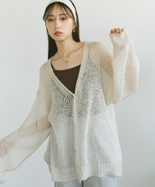 VANNIE U(ヴァニーユー)の「シアーオーバールーズニットカーディガン(ニット/セーター・レディース・アイボリー/ライトブルー/チャコールグレー・FREE)」の10枚目の写真