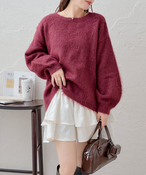 Chico（チコ）の「【SET ITEM】シャギールーズニット×フリルミニワンピースセット（ワンピース・レディース・レッド/グレー/アイボリー・FREE）」の16枚目の写真