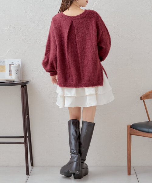 Chico（チコ）の「【SET ITEM】シャギールーズニット×フリルミニワンピースセット（ワンピース・レディース・レッド/グレー/アイボリー・FREE）」の20枚目の写真