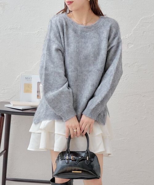 Chico（チコ）の「【SET ITEM】シャギールーズニット×フリルミニワンピースセット（ワンピース・レディース・レッド/グレー/アイボリー・FREE）」の22枚目の写真