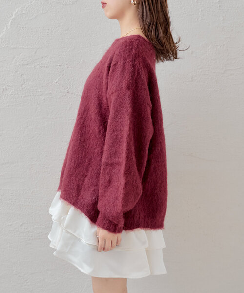 Chico（チコ）の「【SET ITEM】シャギールーズニット×フリルミニワンピースセット（ワンピース・レディース・レッド/グレー/アイボリー・FREE）」の8枚目の写真