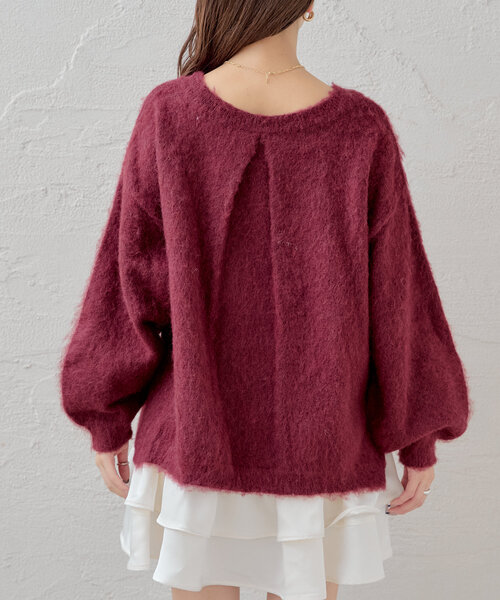 Chico（チコ）の「【SET ITEM】シャギールーズニット×フリルミニワンピースセット（ワンピース・レディース・レッド/グレー/アイボリー・FREE）」の9枚目の写真