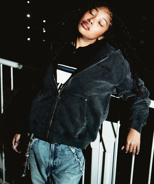 パーカー・フーディ Luxury Street Wear washed vintage hoodie cross be unisexual フーディー｜Vintage Wash Studs Cross Hoodie｜SUPPLIER