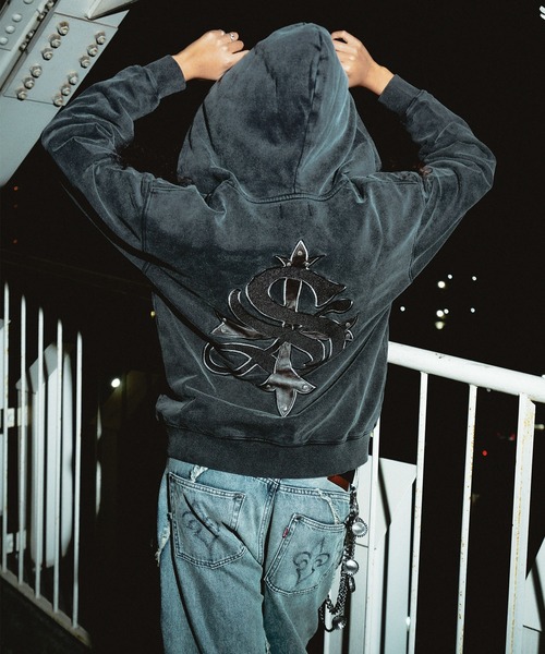 フーディー｜Vintage Wash Studs Cross Hoodie｜SUPPLIER