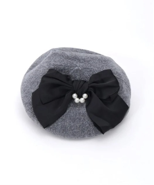 axes femme リボン付きフェミニンPO グレー　ビッグリボン　姫ギャル レース襟リボン付ブラウス | kawaii | axes femme online shop
