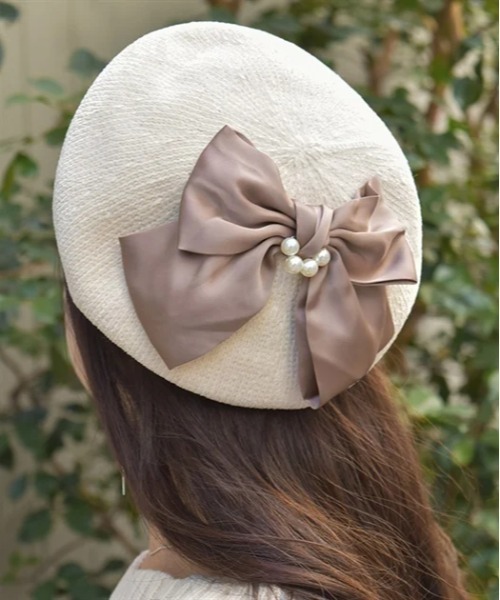 リボン付きモールニットベレー（ハンチング/ベレー帽）｜axes femme