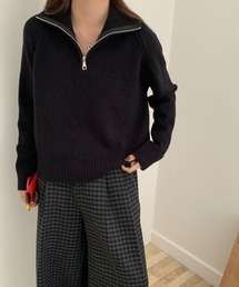 ハーフジップ♪ゆったりフィットの万能ニット