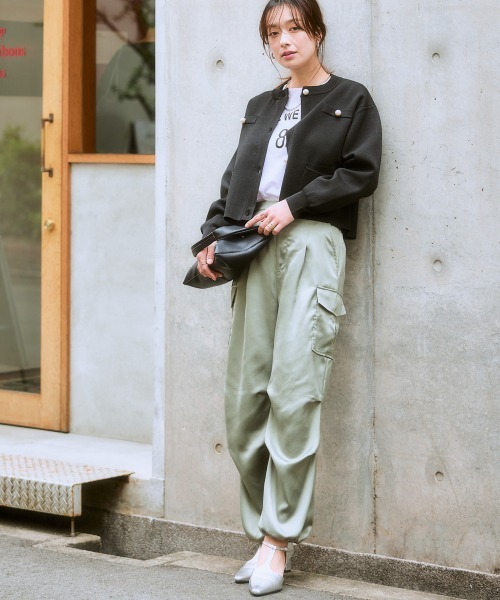 nissen（ニッセン）の「大粒パール調ボタンニットジャケット（その他アウター・レディース・ホワイト×ブラック/ブラック・S/3L/LL/L/M）」の9枚目の写真