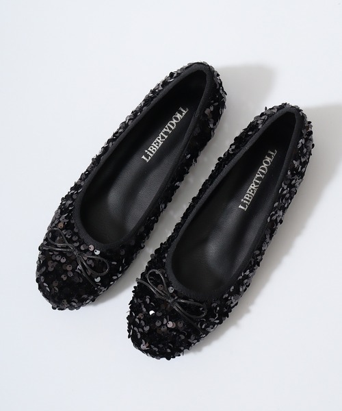 LibertyDoll(リバティードール)の「LIBERTYDOLL スパンコール フラットバレエシューズ(バレエシューズ・レディース・ブラック/シルバー・L/LL/S/3L/SS/M)」の8枚目の写真
