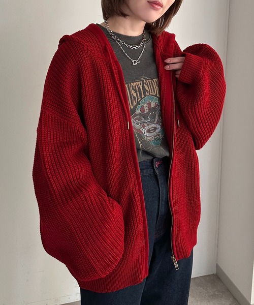 apres jour mignon(アプレジュールミニョン)の「ニットパーカー【ZOZOTOWN限定アイテム】(ニット/セーター・レディース・ブラック/アイボリー/ベージュ/レッド・X-LARGE/フリー)」の4枚目の写真