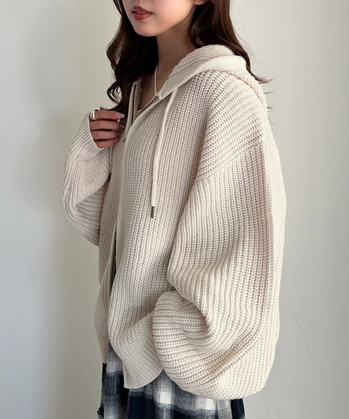 未使用級✨ルネ 2022年 ニットジップパーカー パール ロゴ ビジュー 36 未使用級✨ルネ 2022年 ニットジップパーカー パール ロゴ ビジュー 36