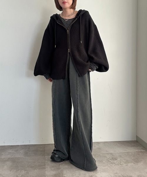 apres jour mignon(アプレジュールミニョン)の「ニットパーカー【ZOZOTOWN限定アイテム】(ニット/セーター・レディース・ブラック/アイボリー/ベージュ/レッド・X-LARGE/フリー)」の14枚目の写真