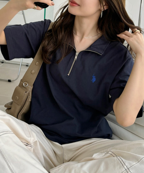 セール】U.S. POLO ASSN. ハーフジップ Tシャツ（ポロシャツ