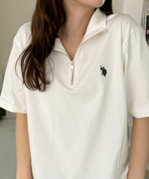 U.S. POLO ASSN.(ユーエスポロアッスン)の「U.S. POLO ASSN. ハーフジップ Tシャツ(ポロシャツ・レディース・ダークブラウン/ネイビー/ブラック/オフホワイト・S/M/L)」の3枚目の写真