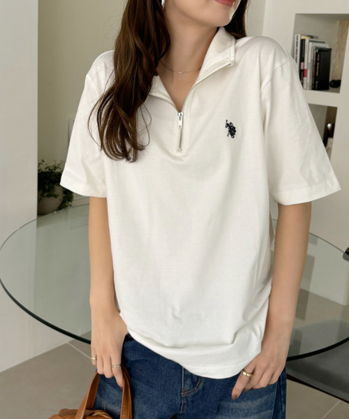 U.S. POLO ASSN.(ユーエスポロアッスン)の「U.S. POLO ASSN. ハーフジップ Tシャツ(ポロシャツ・レディース・ダークブラウン/ネイビー/ブラック/オフホワイト・S/M/L)」の17枚目の写真