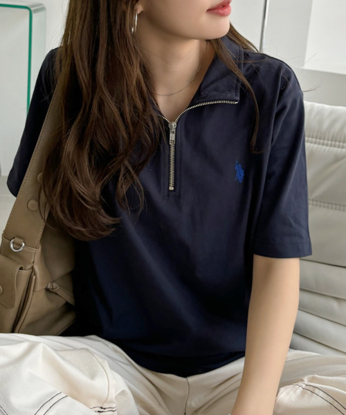 U.S. POLO ASSN.(ユーエスポロアッスン)の「U.S. POLO ASSN. ハーフジップ Tシャツ(ポロシャツ・レディース・ダークブラウン/ネイビー/ブラック/オフホワイト・S/M/L)」の9枚目の写真