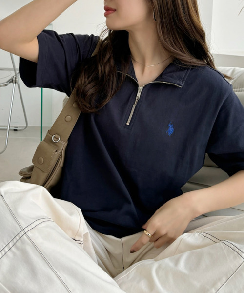 U.S. POLO ASSN.(ユーエスポロアッスン)の「U.S. POLO ASSN. ハーフジップ Tシャツ(ポロシャツ・レディース・ダークブラウン/ネイビー/ブラック/オフホワイト・S/M/L)」の20枚目の写真