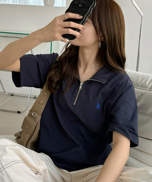 U.S. POLO ASSN.(ユーエスポロアッスン)の「U.S. POLO ASSN. ハーフジップ Tシャツ(ポロシャツ・レディース・ダークブラウン/ネイビー/ブラック/オフホワイト・S/M/L)」の21枚目の写真