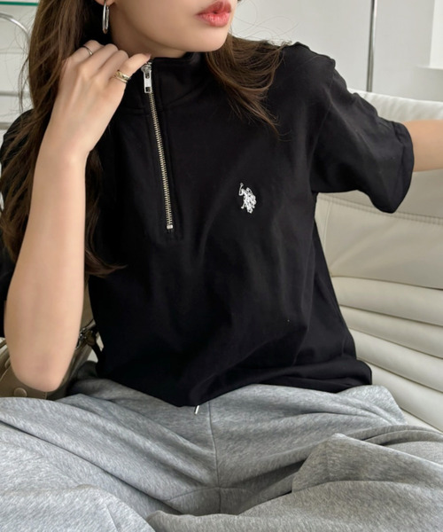 U.S. POLO ASSN.(ユーエスポロアッスン)の「U.S. POLO ASSN. ハーフジップ Tシャツ(ポロシャツ・レディース・ダークブラウン/ネイビー/ブラック/オフホワイト・S/M/L)」の10枚目の写真
