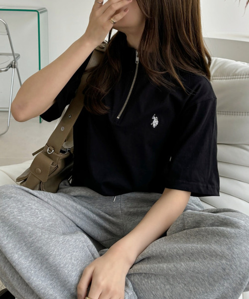 U.S. POLO ASSN.(ユーエスポロアッスン)の「U.S. POLO ASSN. ハーフジップ Tシャツ(ポロシャツ・レディース・ダークブラウン/ネイビー/ブラック/オフホワイト・S/M/L)」の12枚目の写真