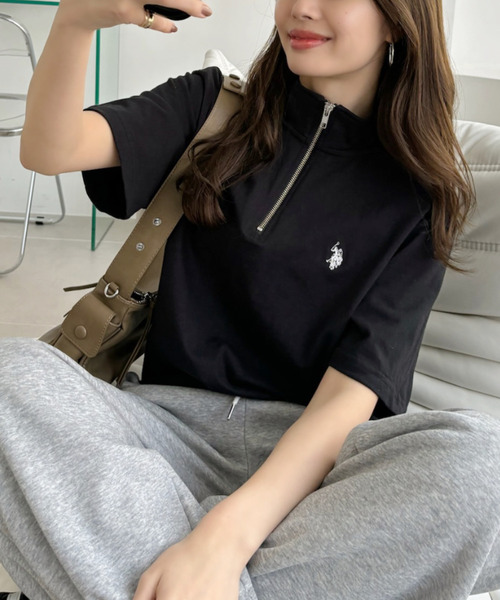 U.S. POLO ASSN.(ユーエスポロアッスン)の「U.S. POLO ASSN. ハーフジップ Tシャツ(ポロシャツ・レディース・ダークブラウン/ネイビー/ブラック/オフホワイト・S/M/L)」の11枚目の写真