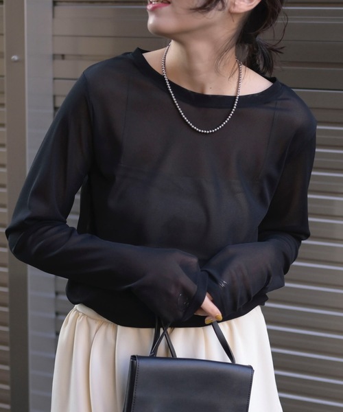 【WEB限定】トリコットシアーロングTシャツ セール】シアーロングTシャツ（日本製）ロンT（Tシャツ