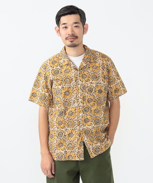 BEAMS PLUS 日本製　コットン　オープンカラーシャツ セール】ボイル パッチワーク オープンカラー シャツ（シャツ