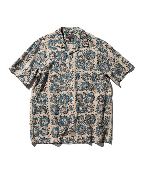 BEAMS PLUS（ビームスプラス）の「サンフラワー プリント オープンカラー シャツ（シャツ/ブラウス・メンズ・ブルー/イエロー・S/XL/M/L）」の6枚目の写真